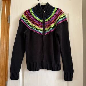 Ralph Lauren Active Black Sweater with Neon Fair Isle Print